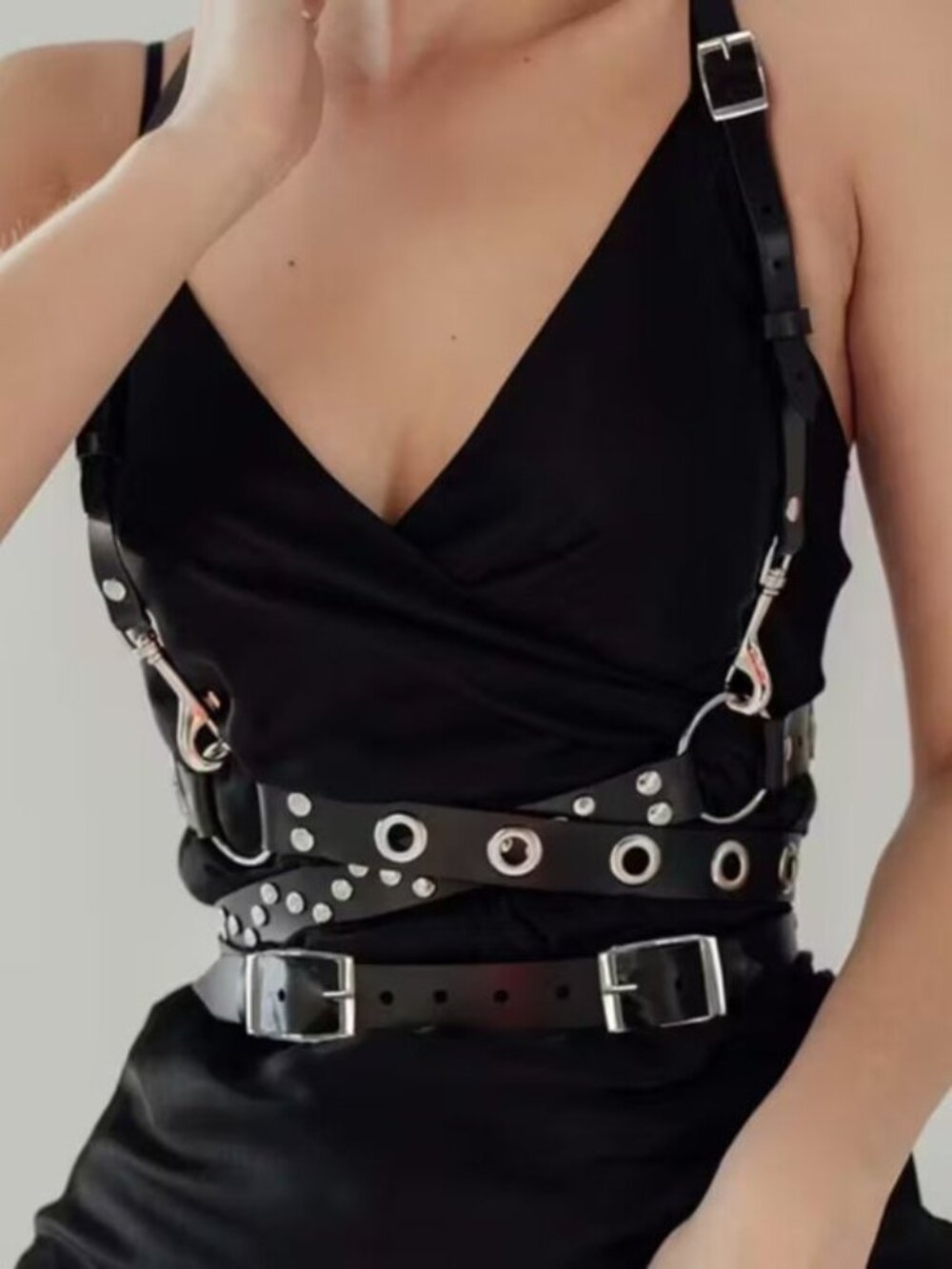 Strappy Studded Harness With Clips - Picture 5 of 5